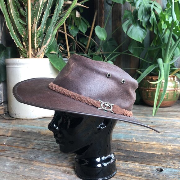 Grizzly Hatters Oiled Leather Australian Bush Hat , Outback Hat Size XXL - Picture 1 of 10